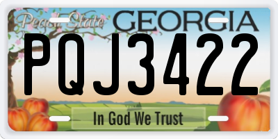 GA license plate PQJ3422