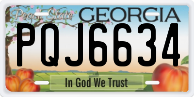 GA license plate PQJ6634