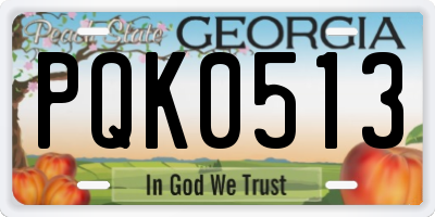GA license plate PQK0513
