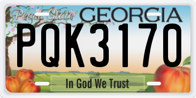 GA license plate PQK3170
