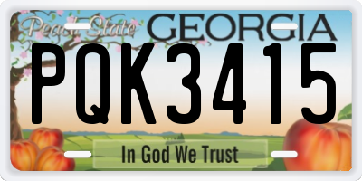 GA license plate PQK3415