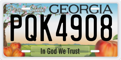 GA license plate PQK4908