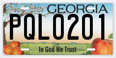 GA license plate PQL0201