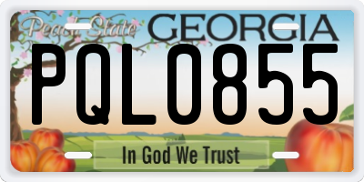 GA license plate PQL0855