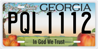GA license plate PQL1112