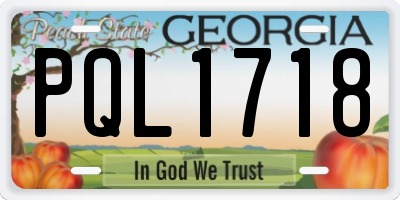 GA license plate PQL1718