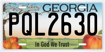 GA license plate PQL2630