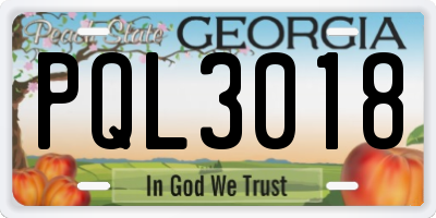 GA license plate PQL3018