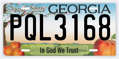 GA license plate PQL3168