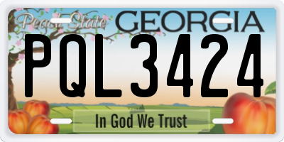 GA license plate PQL3424