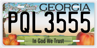 GA license plate PQL3555