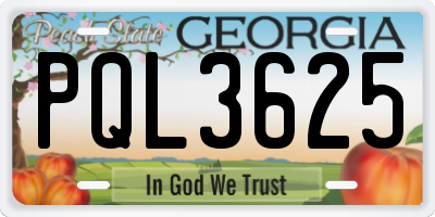 GA license plate PQL3625