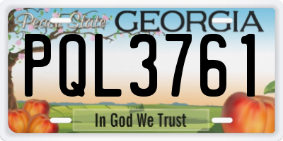 GA license plate PQL3761