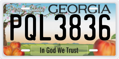 GA license plate PQL3836