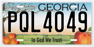 GA license plate PQL4049