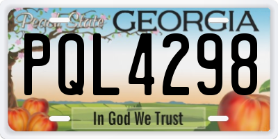 GA license plate PQL4298