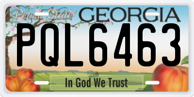 GA license plate PQL6463