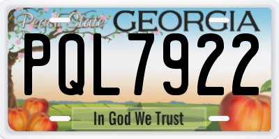 GA license plate PQL7922