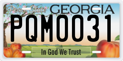 GA license plate PQM0031