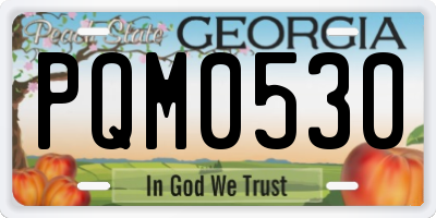 GA license plate PQM0530