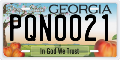 GA license plate PQN0021