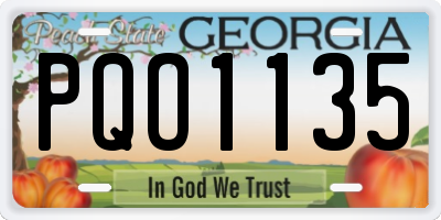 GA license plate PQO1135