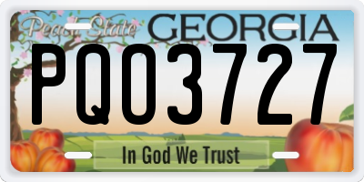 GA license plate PQO3727