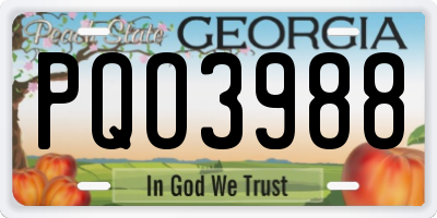GA license plate PQO3988