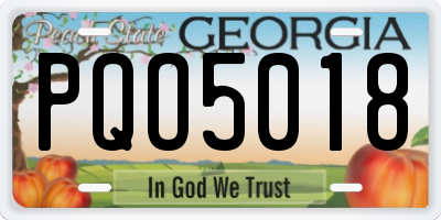 GA license plate PQO5018