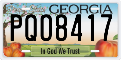 GA license plate PQO8417