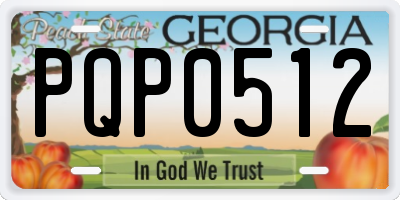 GA license plate PQP0512