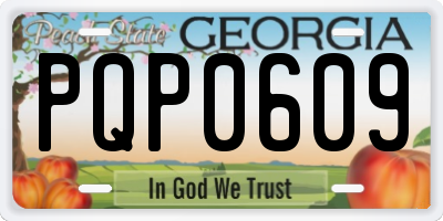 GA license plate PQP0609