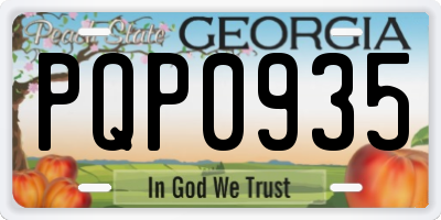 GA license plate PQP0935