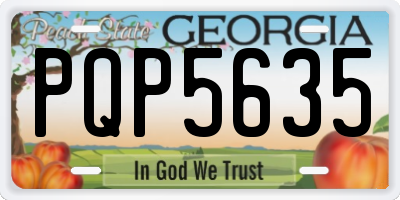 GA license plate PQP5635