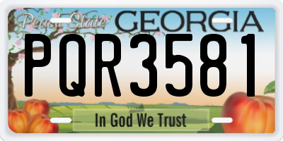 GA license plate PQR3581