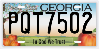 GA license plate PQT7502