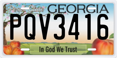 GA license plate PQV3416