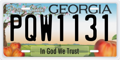 GA license plate PQW1131