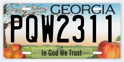 GA license plate PQW2311