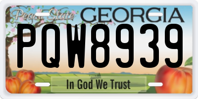 GA license plate PQW8939