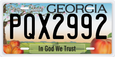 GA license plate PQX2992