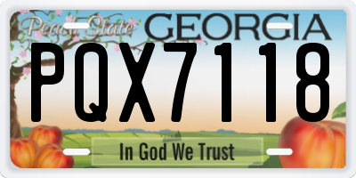 GA license plate PQX7118