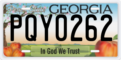 GA license plate PQY0262