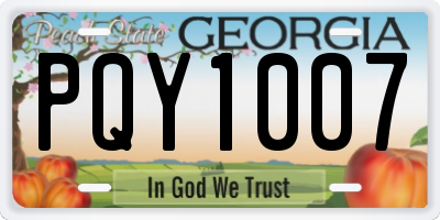 GA license plate PQY1007