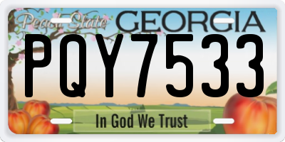 GA license plate PQY7533