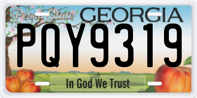 GA license plate PQY9319