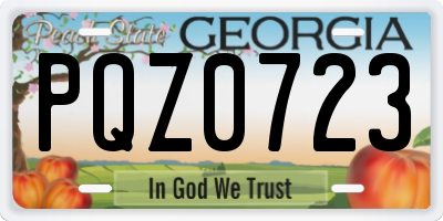 GA license plate PQZ0723