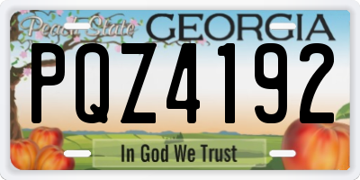 GA license plate PQZ4192