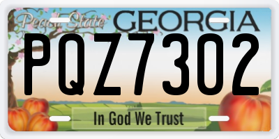 GA license plate PQZ7302