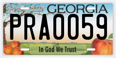 GA license plate PRA0059